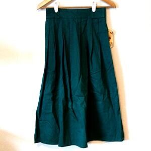 Vintage Air Express Green Pleated Skirt With Pockets Deadstock